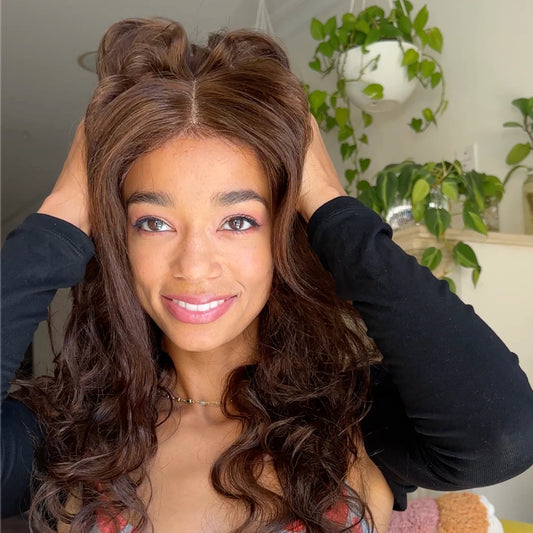 18” Chocolate Brown Body Wave Glueless Lace Front Wig